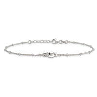 Sterling Silver Beaded CZ Interlinking Circles 9in Plus 1in Ext Anklet