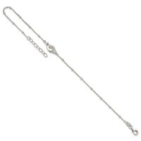 Sterling Silver Beaded CZ Interlinking Circles 9in Plus 1in Ext Anklet