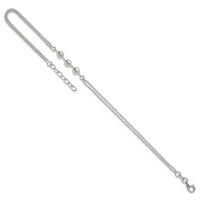 Sterling Silver Polished Beaded 2-Strand 9in Plus 1in Ext Anklet