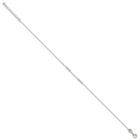 Sterling Silver Polished and Beaded Bar 9in Plus 1in Ext Anklet