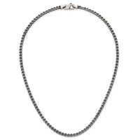 Sterling Silver Antiqued Brushed Fancy Box Link 4mm 19.75in Necklace
