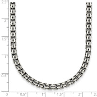 Sterling Silver Antiqued Brushed Fancy Box Link 4mm 19.75in Necklace