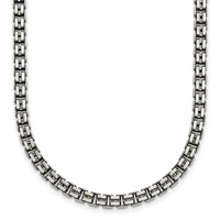 Sterling Silver Antiqued Brushed Fancy Box Link 4mm 19.75in Necklace
