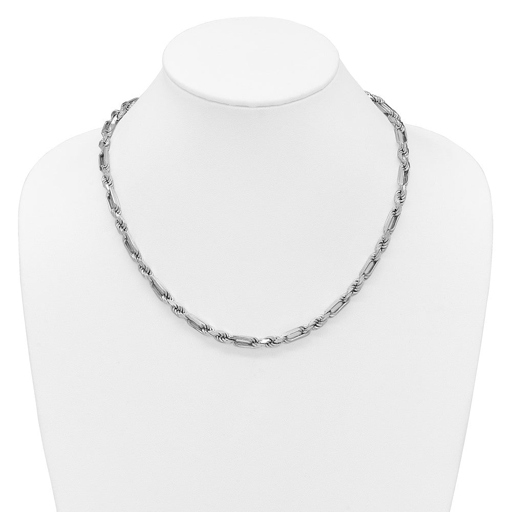 Sterling Silver Rhodium-plated Polished Figaro Rope 5.5mm 20in Necklace