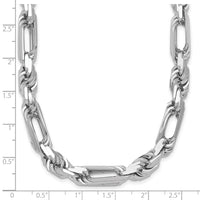 Sterling Silver Rhodium-plated Polished Figaro Rope 8mm 20in Necklace