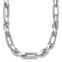Sterling Silver Rhodium-plated Polished Figaro Rope 8mm 20in Necklace