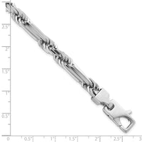 Sterling Silver Rhodium-plated Polished Figaro Rope 8mm 8in Bracelet