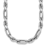 Sterling Silver Rhodium-plated Polished Figaro Rope 7mm 20in Necklace