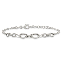 Sterling Silver Polished Graduated Cable 7in w/1in Ext Bracelet