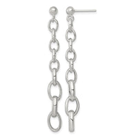 Sterling Silver Polished Graduated Link Post Dangle Earrings