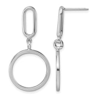 Sterling Silver Rhodium-plated Polished Circle Post Dangle Earrings