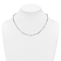 SS Polished and Beaded Fancy 2-Strand Link 17.5in Necklace