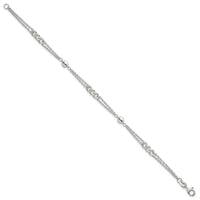 Sterling Silver Polished and Beaded Fancy 2-Strand Link 7.25in Bracelet
