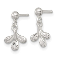 Sterling Silver Polished 3 Leaf Post Dangle Earrings
