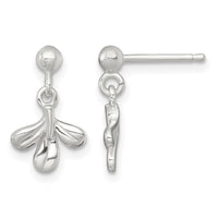 Sterling Silver Polished 3 Leaf Post Dangle Earrings