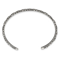 Sterling Silver Antiqued Floral Cuff Bangle Bracelet