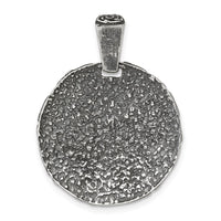 Sterling Silver Antiqued Floral Round Disc Pendant