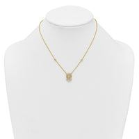 Sterling Silver Gold-tone CZ Enamel 16in w/1.5in ext Necklace
