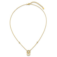 Sterling Silver Gold-tone CZ Enamel 16in w/1.5in ext Necklace
