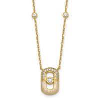 Sterling Silver Gold-tone CZ Enamel 16in w/1.5in ext Necklace