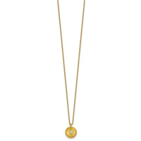 Sterling Silver Gold-tone Textured CZ Circle 16in w/2in Ext Necklace