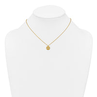 Sterling Silver Gold-tone Textured CZ Circle 16in w/2in Ext Necklace