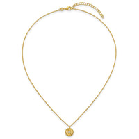 Sterling Silver Gold-tone Textured CZ Circle 16in w/2in Ext Necklace