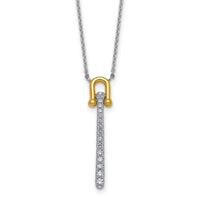 Sterling Silver Gold-tone CZ Polished 16in w/1.25in ext Necklace