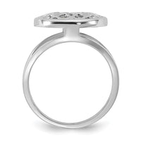 Sterling Silver RH-plated Polished Filigree MOP Circle Ring