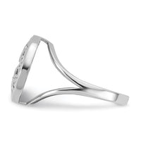 Sterling Silver RH-plated Polished Filigree MOP Circle Ring