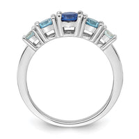 Sterling Silver RH-plated Polished CZ Lab Cr. Spinel/Cr. Aquamarine Ring