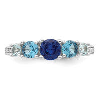 Sterling Silver RH-plated Polished CZ Lab Cr. Spinel/Cr. Aquamarine Ring
