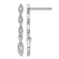 Sterling Silver RH-plated Polished Fancy CZ Drop Dangle Earrings