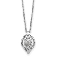 Sterling Silver Rhodium-plated CZ Polished Fancy 18in Necklace