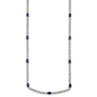 Sterling Silver RH-plated Polished Blue and White CZ Necklace
