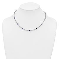 Sterling Silver RH-plated Polished Blue and White CZ Necklace
