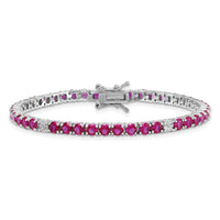 Sterling Silver RH-plated Polished Red and White CZ 7in Tennis Bracelet