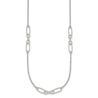 Sterling Silver Polished and Textured Fancy Link Necklace