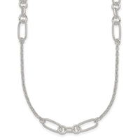Sterling Silver Polished and Textured Fancy Link Necklace
