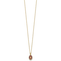 Sterling Silver Gold-plat CZ Enamel Miraculous Medal w/2in ext. Necklace