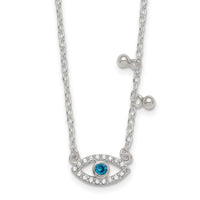 Sterling Silver CZ Evil Eye w/ 2in Ext Necklace