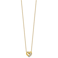 Sterling Silver Rhodium-plated Gold-tone CZ Love Knot Heart Necklace