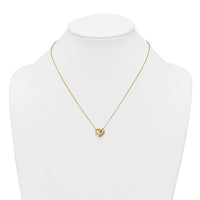Sterling Silver Rhodium-plated Gold-tone CZ Love Knot Heart Necklace