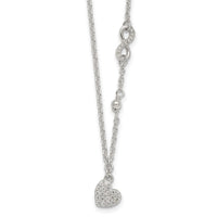 Sterling Silver CZ Infinity and Heart w/ 2in Ext Necklace