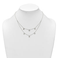 Sterling Silver Polished 2 Strand Multi Heart Necklace