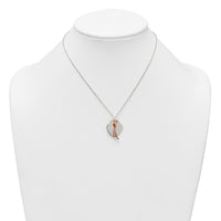 Sterling Silver Rose-tone Polished CZ Shooting Star and Heart Necklace