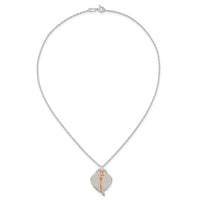 Sterling Silver Rose-tone Polished CZ Shooting Star and Heart Necklace