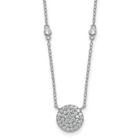 Sterling Silver RH-plated Polished Pave CZ Circle 18 Inch Necklace