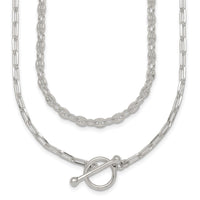 Sterling Silver Polished Fancy 2 Strand Chain w/ 2in Ext Necklace