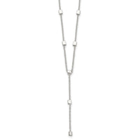 Sterling Silver Polished Cube Bead Y Drop Necklace